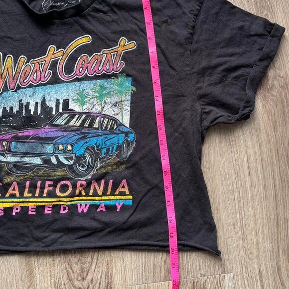 Women's Black cropped graphic tee with West Coast California Speedway - Picture 4 of 5